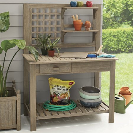 Better Homes and Gardens Camrose Farmhouse Outdoor Potting Bench
